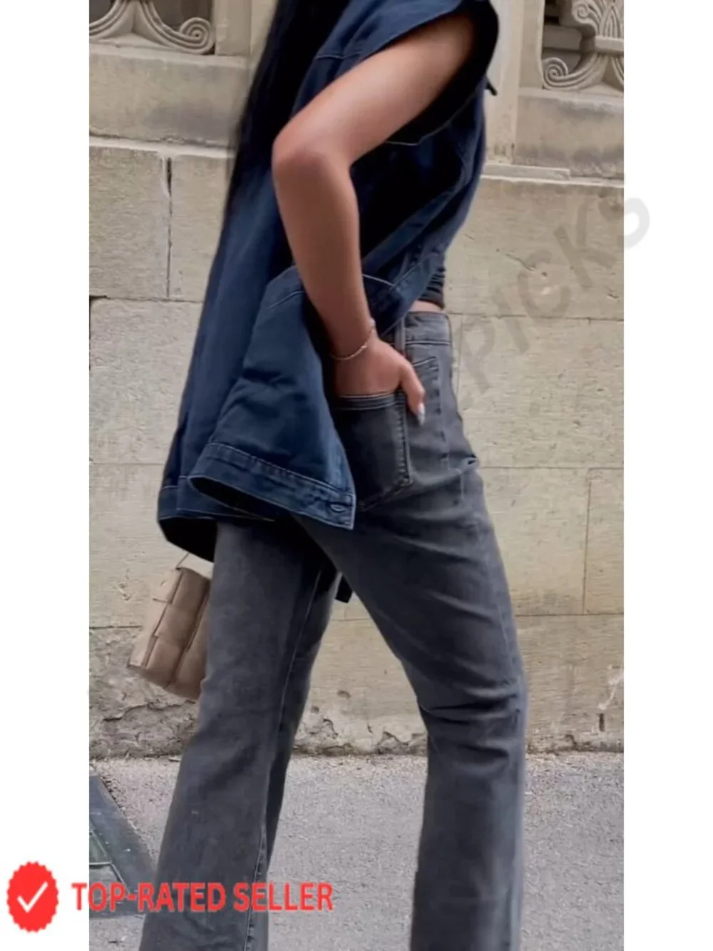 Oversized Denim Vest Sleeveless Button Down Casual Western Women's Jean Vest Top